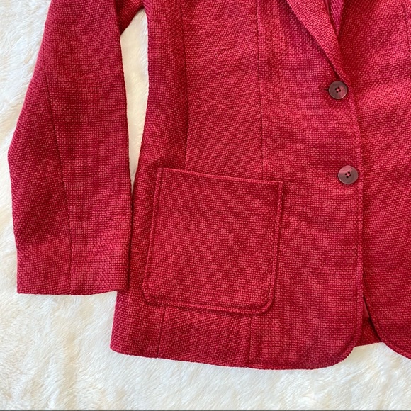 NEW J. Jill Red Woven Wool 2 Button Jacket - Picture 3 of 6